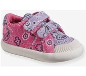VERTBAUDET Zapatillas deportivas de lona con tiras autoadherentes bebé niña violeta estampado