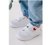 VERTBAUDET Zapatillas deportivas de lona con tiras autoadherentes bebé niña blanco claro liso con motivos