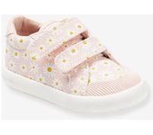 VERTBAUDET Zapatillas deportivas de lona con tiras autoadherentes bebé niña rosa estampado