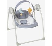 Hamaca balancín plegable con arco de juegos Vertbaudet Astro'Nef gris claro liso con motivos