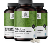 HealthyWorld® 3x Silicio 250 mg - del extracto de bambú, en total 720 cápsulas