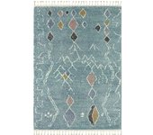 Nazar Alfombra bereber de salon 160x230 turquesa con flecos