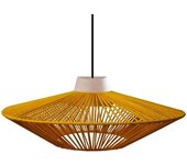 Suspensión  tosel ,metal, fibra,amarillo, a90x d 60xp60cm
