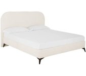 Decowood Cama tapizada de bouclé blanca para colchón 135x200cm