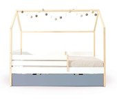 Alondra Cama-casita montessori 90x200 cm madera con nido azul