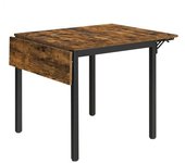 VASAGLE Mesa de comedor de color marrón rústico y negro tinta