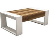 Dmora Mesa de café efecto madera nogal, blanco 102x60 h38 cm