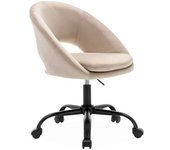 sweeek Silla de oficina de terciopelo con ruedas, blanco roto
