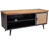 Wanderlust deco Mueble bajo de metal,madera y bambú negro 120x40x56,5