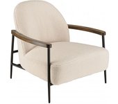 MACABANE Sillón de tejido crudo rizado, estructura de metal, reposabrazos