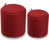 Versa Home Taburete reposapiés (set de 2) en algodón y madera rojo