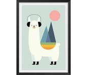 Hexoa Póster de música de alpaca con marco negro 30x45cm