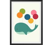 Hexoa Póster de globo de ballena con marco negro 40x60cm