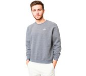 Nike - Sudadera Sportswear Club Crew French Terry, Hombre, Dark Grey Heather-White, L