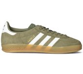Adidas - Zapatilla Gazelle Indoor, Hombre, Olive Strata-White-Gold Met., 9,5 UK