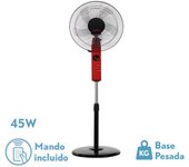 Ventilador de pie circus rojo/negro 3vel 45w regx43x40cm oscilante 5asp.c/ remoto,temporizador