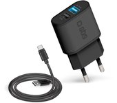 SBS TEKITTRC2U2AFASTK cargador de dispositivo móvil Smartphone Negro Corriente alterna, USB Interior
