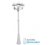 Farola exterior aluminio spica 3xe27 blanco ip44 220x62x62 cm regulable en altura