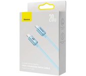 Yato Baseus Crystal Shine Series - Cable de datos de carga rápida tipo C a iPhone, 20 W, 1,2 m de longitud, color azul cielo