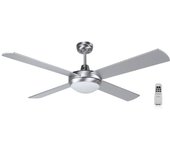 Orbegozo CP 77132 - Ventilador de techo con luz, mando a distancia, 4 aspas, 132 cm de diámetro, 3 velocidades, 60 W de potencia, Plateado
