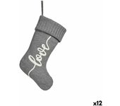 Adorno navideño love calcetín de navidad gris tela 28 x 4 x 46 cm (12 unidades)