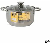 Olla con tapa de cristal quttin new neron acero 8 l (4 unidades)