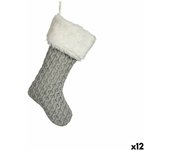 Adorno navideño calcetín de navidad gris tela 28 x 4 x 46 cm (12 unidades)