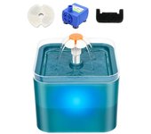 Fuente de agua para gatos 2L Fuente para mascotas con 3 modos de agua con bomba silenciosa nocturna LED Fuente para beber para mascotas