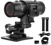 Cama de casco de bicicleta 1080P de ancho 120° Cámara deportiva Mini cámara de acción para automóviles Videocámara exterior DV con tarjeta TF 32G