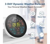 Tuya WiFi Reloj meteorológico inteligente de 3 días Previsión meteorológica de la estación meteorológica inalámbrica Higrómetro (3 Sub sensores Pcs)