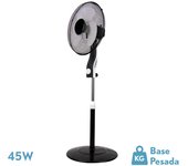 Ventilador de pie magico negro/blanco 3 vel.45w 3aspas orientable fijo y rotatorio regx41x41 cm