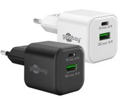 Goobay USB C Dual Cargador Rápido Nano PD (20 W) / QC USB-A (18 W) / Cargador USB C para Samsung, iPhone, iPad, MacBook/Toma de Carga/Adaptador de Corriente para Cable de Carga/Negro 65864