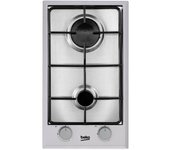 Placa Modular Gas - Beko HDCG32220FX, 2 Zonas, 30 cm, Acero Inoxidable, Sin Marco