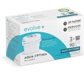 Aqua Optima Cartucho de filtro de agua , paquete de 3 Evolve+ (suministro para 3 meses), compatible con Brita Maxtra, y PerfectFit, Sistema de filtración de 5 etapas, 3 Unidad (Paquete de 1)