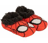 Spiderman Zapatillas de Andar por Casa Color Naranja, Negro y Blanco - Talla 32-35 - Sin Cierre - Zapatillas Infantiles de Poliéster con Suela Tipo Calcetín - Producto Original Diseñado en España