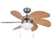 Orbegozo CP 15075N Ventilador de techo con luz, 3 velocidades, 6 aspas de madera, Sistema de ventilación reversible, 50 W