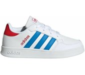 Adidas BREAKNET K, Sneaker, FTWR White/Blue Rush/Vivid Red, 39 1/3 EU