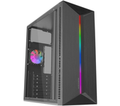Mars Gaming MC-BLAZE, Caja Gaming ATX, 1x Ventilador FRGB Trasero 80mm, Tira LED RGB Frontal con Múltiples Efectos, Ventana Lateral Completa, Semitorre PC con Amplia Capacidad Interna, Negro