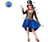 Atosa | Disfraz Sombrerera Loca | Incluye Sombrero de Copa, Pajarita, Chaleco, Chaqueta y Falda | Colorido | Excétrica y Desenfadada | Ideal para Carnaval, Halloween y Fiestas Temáticas | Talla M-L