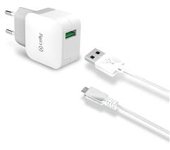 Celly TCUSBMICRO cargador de dispositivo móvil Smartphone, Tableta Blanco Corriente alterna Interior
