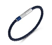 Police Brazalete Pulseira Pol Tube SS&Pele Azul :17+1cm PEAGB0002401 Marca