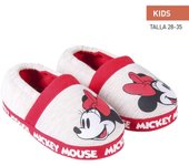 Zapatillas de Andar por Casa de Minnie Mouse - Color Rojo y Gris - Talla 32-33 - Zapatillas Infantiles Tipo Francesita de Poliéster y Suela TPR - Producto Original Diseñado en España