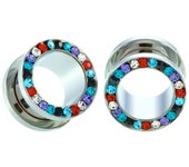 1 Pair stainless steel ear expander body piercing jewelry single flare flesh tunnel ear plugs expander 2-20mm ear stretcher