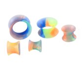 1Pair silicone flexible thin double flared ear plugs tunnels flesh ear gauge expander stretcher earlets earrings ear piercing