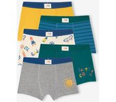 VERTBAUDET Pack de 5 boxers elásticos COOL niño azul eléctrico
