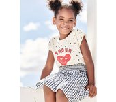 VERTBAUDET Camiseta "amour" con lunares para niña crudo