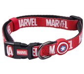 Collar Premium para Perros de Marvel - Color Negro, Rojo y Blanco - Talla M-L - Cierre Rápido de Click - Detalles en 3D - Collar de Perro Elaborado en Poliéster - Producto Original Diseñado en España