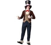 Atosa | Disfraz Sombrerero Loco para Hombre | Personaje Icónico, Estilo Extravagante y Llamativo con Sombrero Decorativo, Chaqueta Vintage y Pantalón a Rayas | Ideal para Carnaval y Fiestas | XS-S
