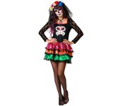 Atosa disfraz esqueleto mejicano vestido negro mujer adulto XXL