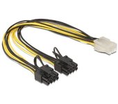 DeLOCK 83433 Cable de alimentación Interna 0,3 m - Cables de alimentación Interna (0,3 m, pci-e (6+2 Pin), pci-e (6-Pin), Macho/Hembra, Negro, Blanco, Amarillo).